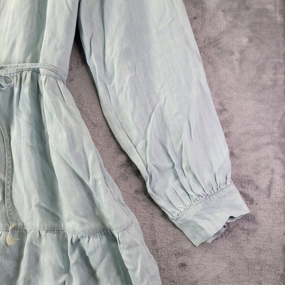Ott Women’s Chambray Shirt Dress M Blue Tencel Long Sleeve Button Front Casual‎ - Picture 4 of 12